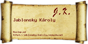 Jablonsky Károly névjegykártya